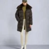 Belle Dune Long Shearling Trim Puffer