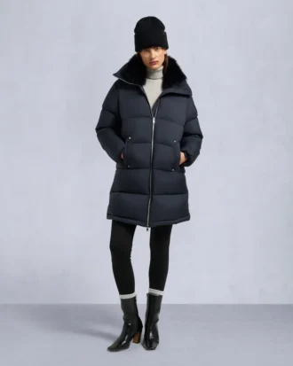 Belle Dune Long Shearling Trim Puffer