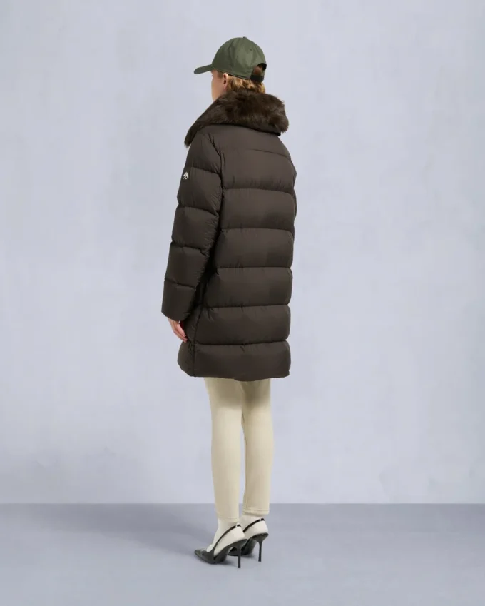 Belle Dune Long Shearling Trim Puffer
