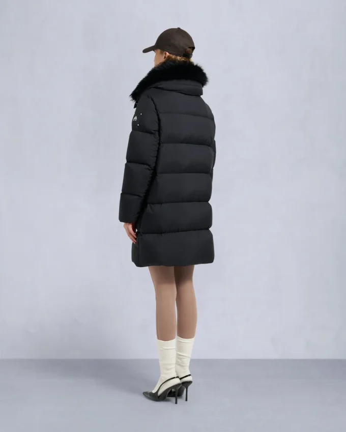 Belle Dune Long Shearling Trim Puffer