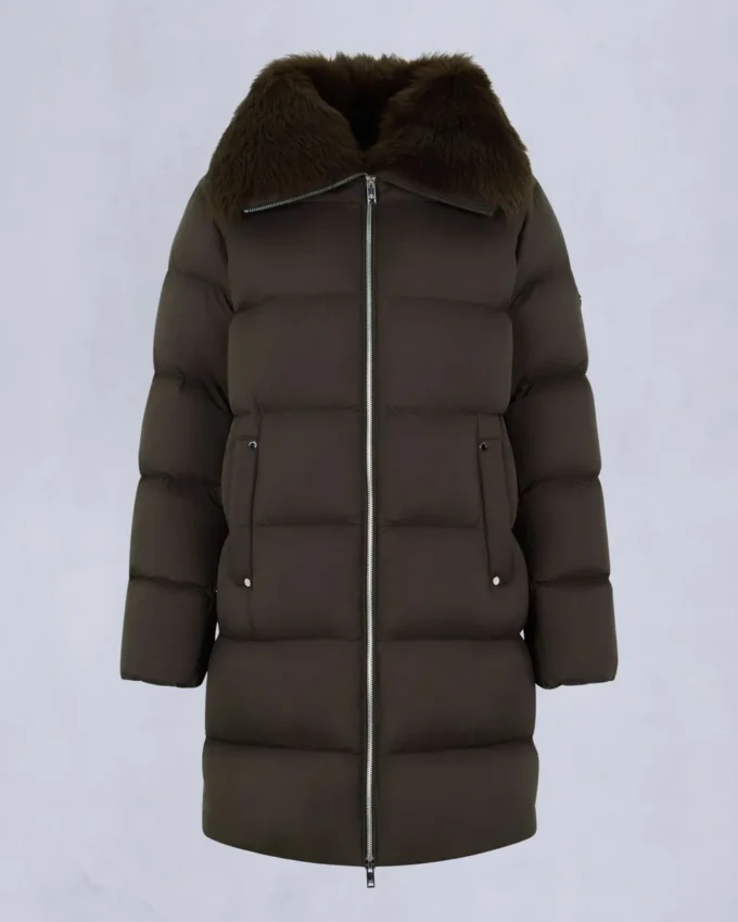 Belle Dune Long Shearling Trim Puffer