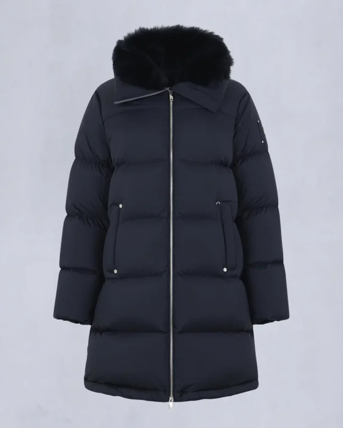 Belle Dune Long Shearling Trim Puffer