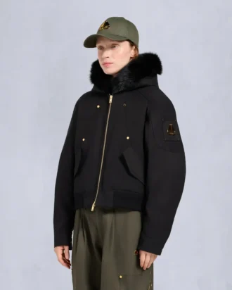 Bomberjacke mit Gold Series Logan-Lammfellbesatz