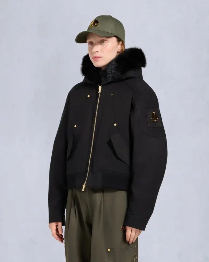 Bomberjacke mit Gold Series Logan-Lammfellbesatz