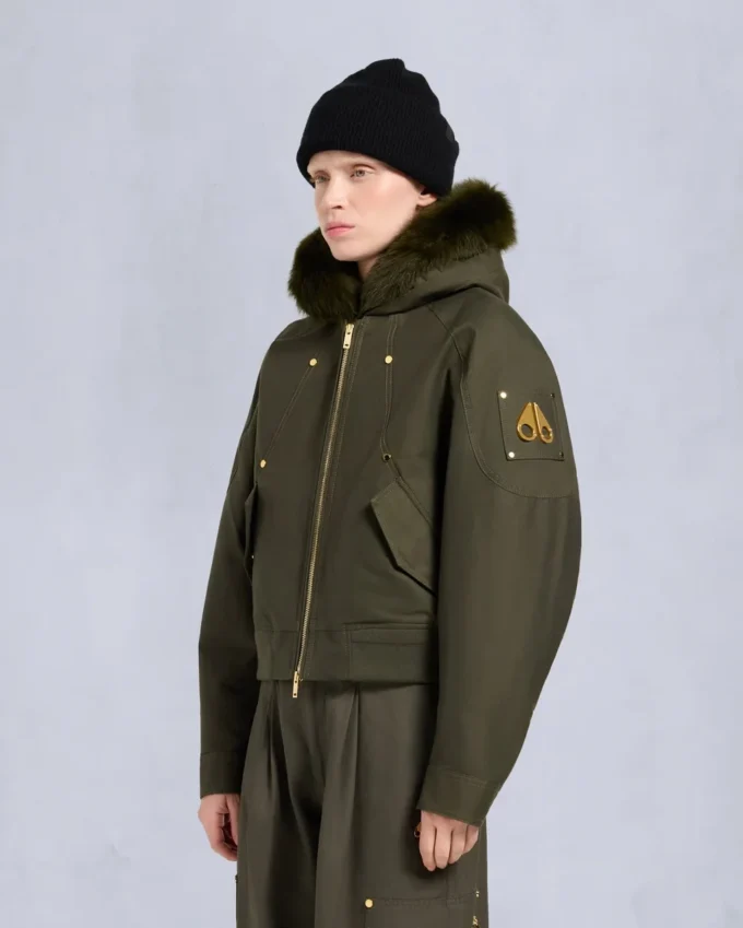 Bomberjacke mit Gold Series Logan-Lammfellbesatz