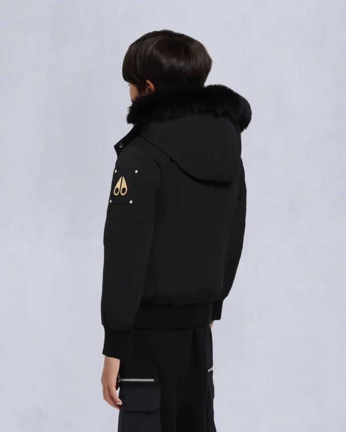 Kinder Unisex Original Bomberjacke mit Lammfellbesatz