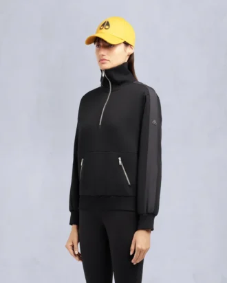 Mix Media Sweatshirt mit Viertelreißverschluss