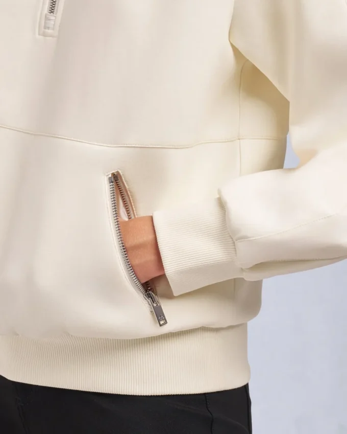 Mix Media Sweatshirt mit Viertelreißverschluss