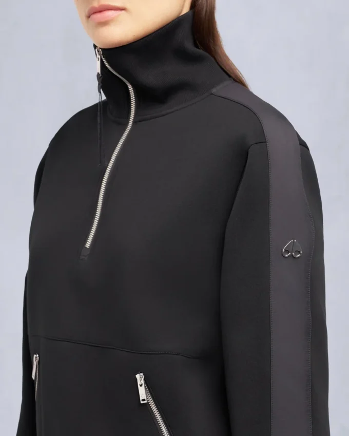 Mix Media Sweatshirt mit Viertelreißverschluss