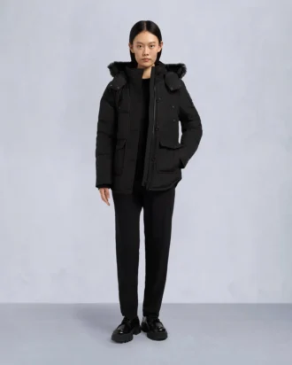 Onyx Anguille Shearling Trim Jacke