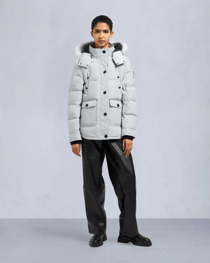 Onyx Anguille Shearling Trim Jacke