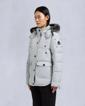 Onyx Anguille Shearling Trim Jacke