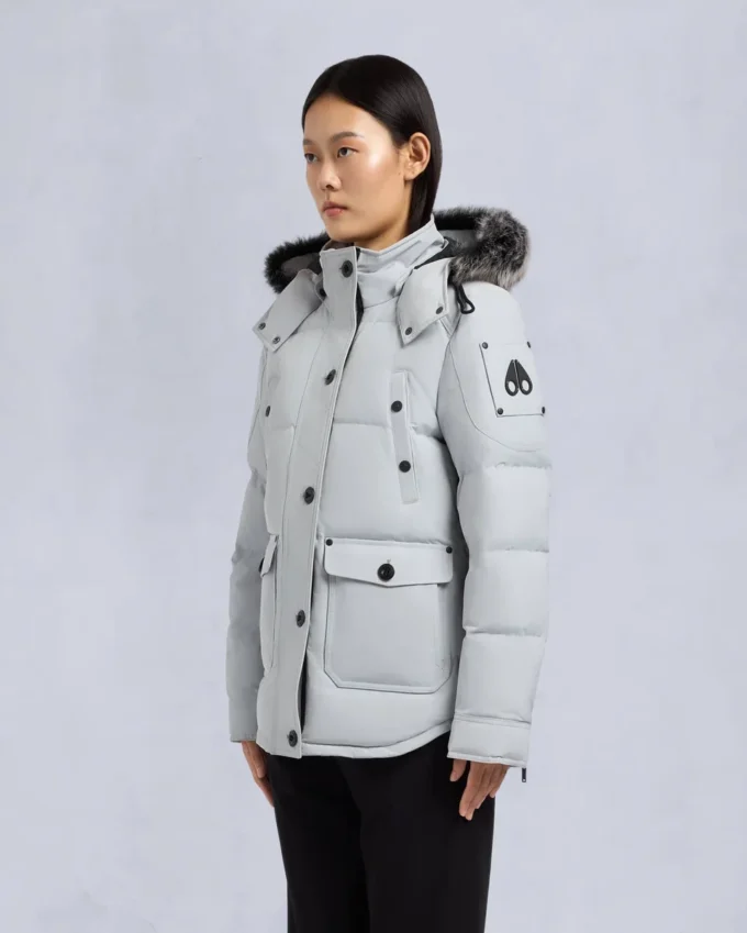 Onyx Anguille Shearling Trim Jacke