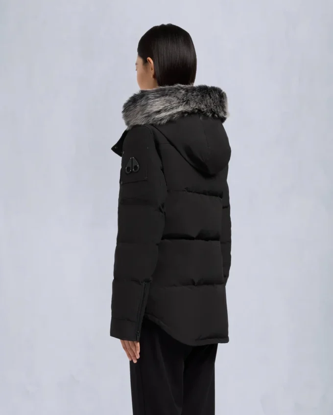 Onyx Anguille Shearling Trim Jacke