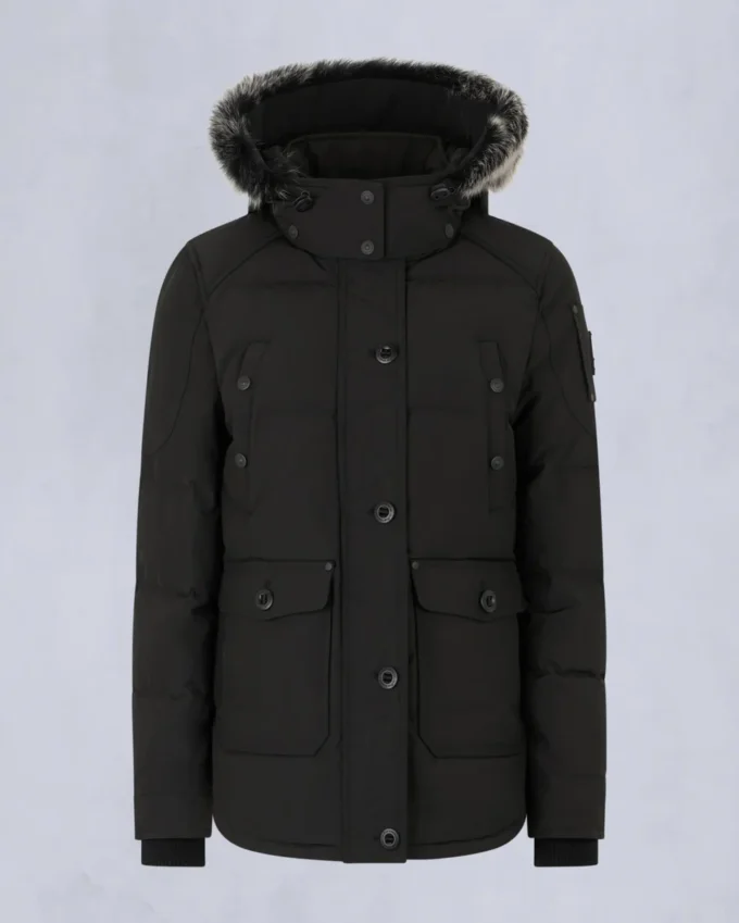Onyx Anguille Shearling Trim Jacke