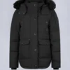 Onyx Anguille Shearling Trim Jacke