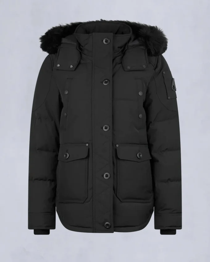 Onyx Anguille Shearling Trim Jacke